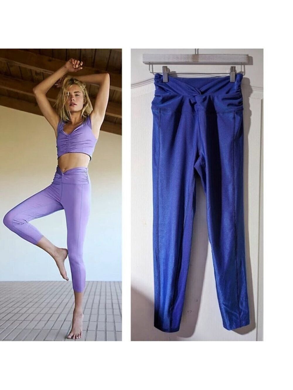 NEW Free People (FP Movement) | You Glow Girl Leggings in Iridescent Purple/Blue